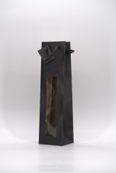Sac bouteille en papier kraft 1 pcs - Noir_Photo 01